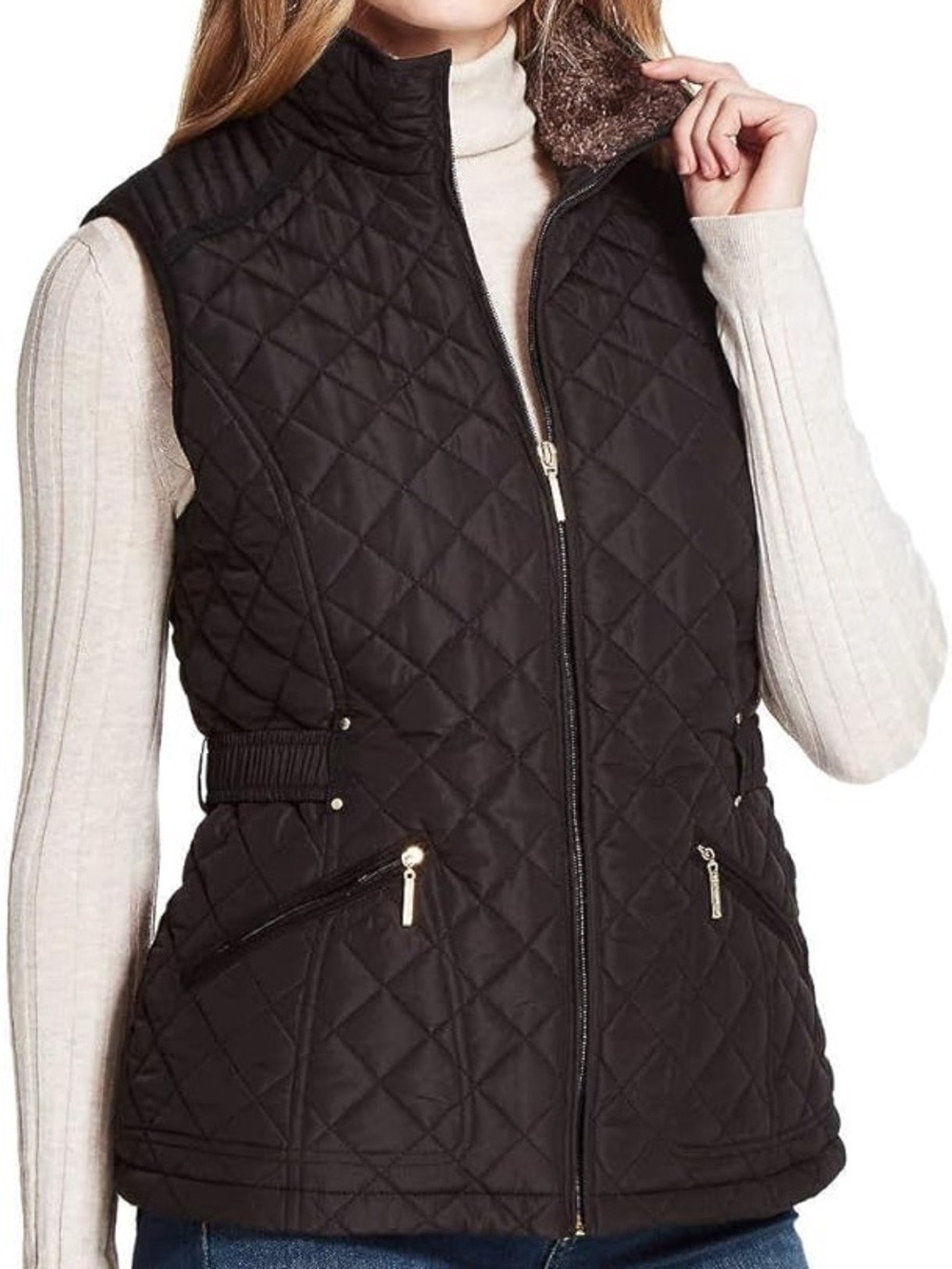 Black Weatherproof (brand) Faux Fur Vest